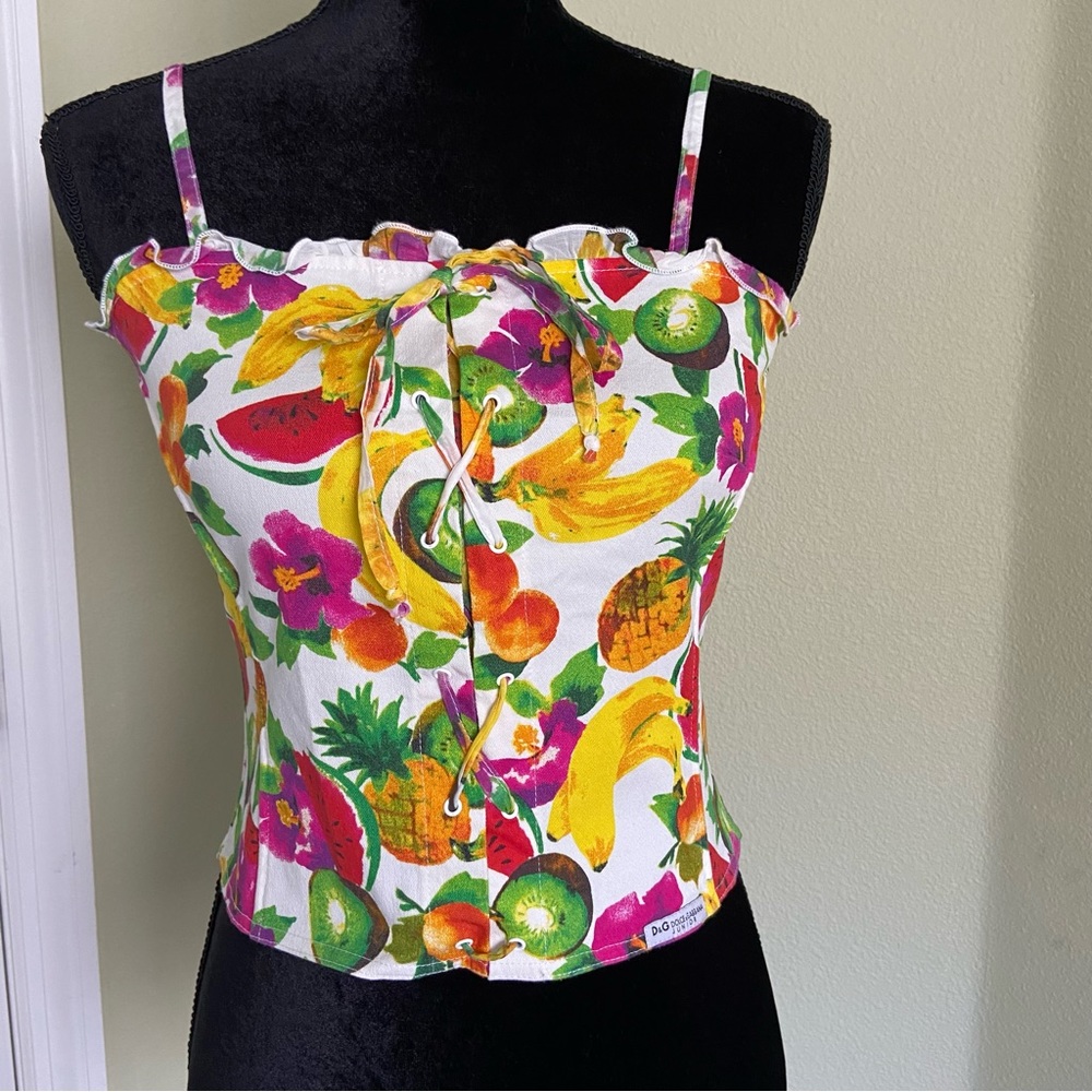 DOLCE & GABBANA Top Summer Flower Fruit Print Multi Size Junior 14